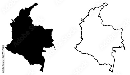 Fotografia, Obraz Simple (only sharp corners) map of Colombia vector drawing