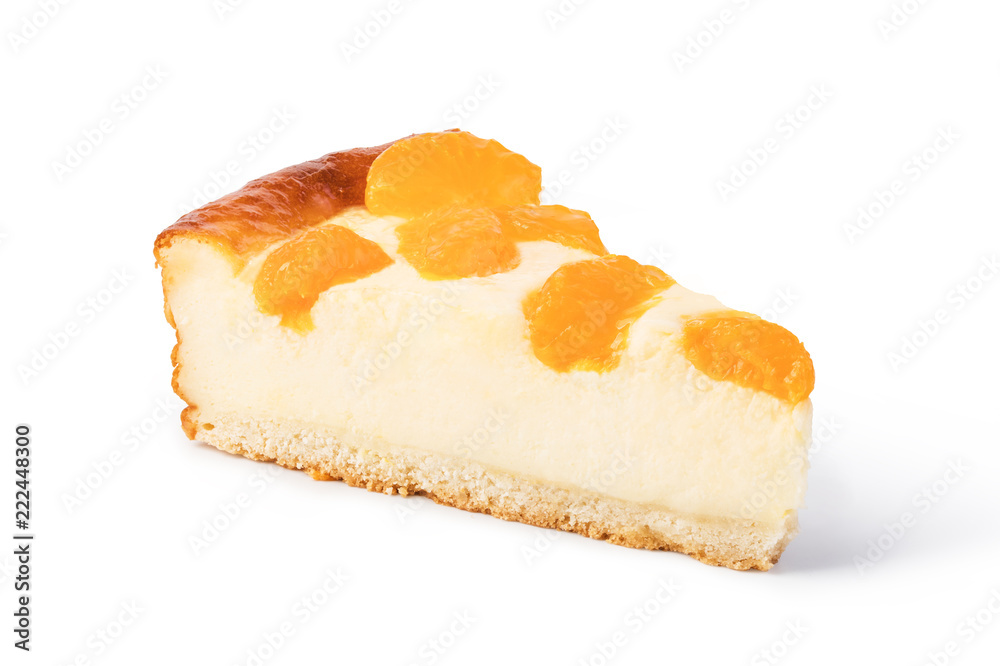 cheesecake with peache isolated on white background cheesecake with peache isolated on white background