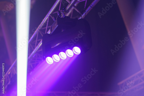 Futuristic lights on the stage. Image of the bright colorful 