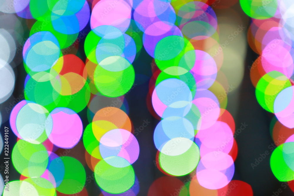 Abstract colorful bokeh lights background.