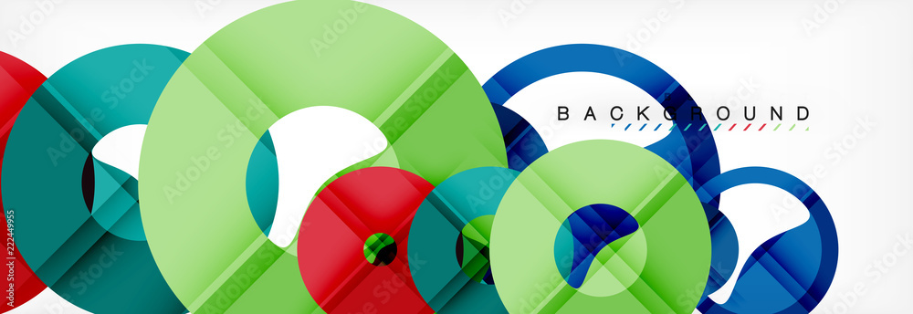 Colorful rings on grey background, modern geometric pattern design. Vector business or technology presentation design template, brochure or flyer pattern, or geometric web banner Colorful rings on grey background, modern geometric pattern design. Vector business or technology presentation design template, brochure or flyer pattern, or geometric web banner