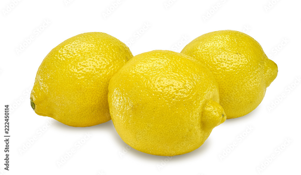 three fruit of lemon against white background three fruit of lemon against white background