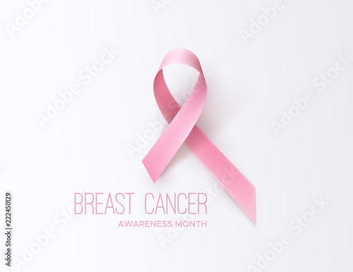 Breast Cancer Awareness Pink Ribbon. Pink october symbol. Disease prevention month banner concept. Vector healthcare Illustration. Abstract background with women health sign.