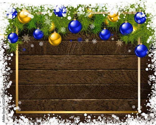 Christmas decoration on old wooden board