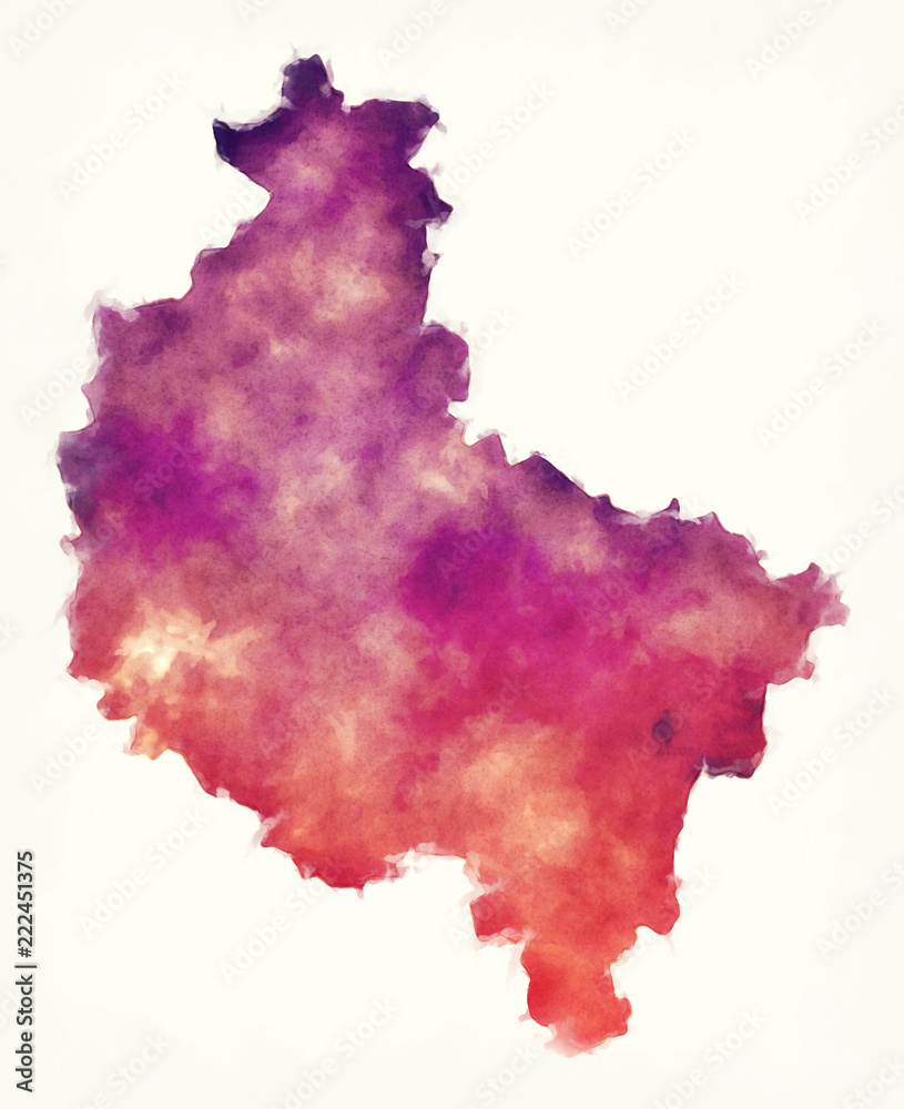 Greater Poland voivodeship watercolor map of Poland in front of a white background
