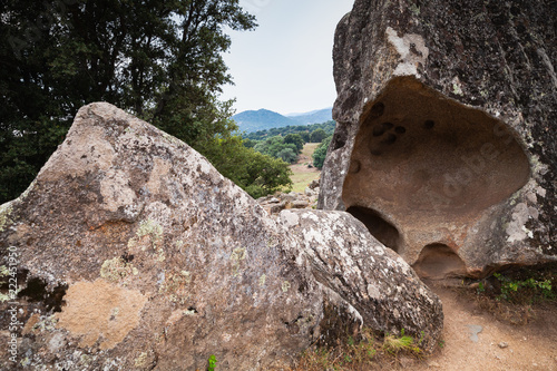 Dark rocks of Filitosa, megalithic site, Corsica photo