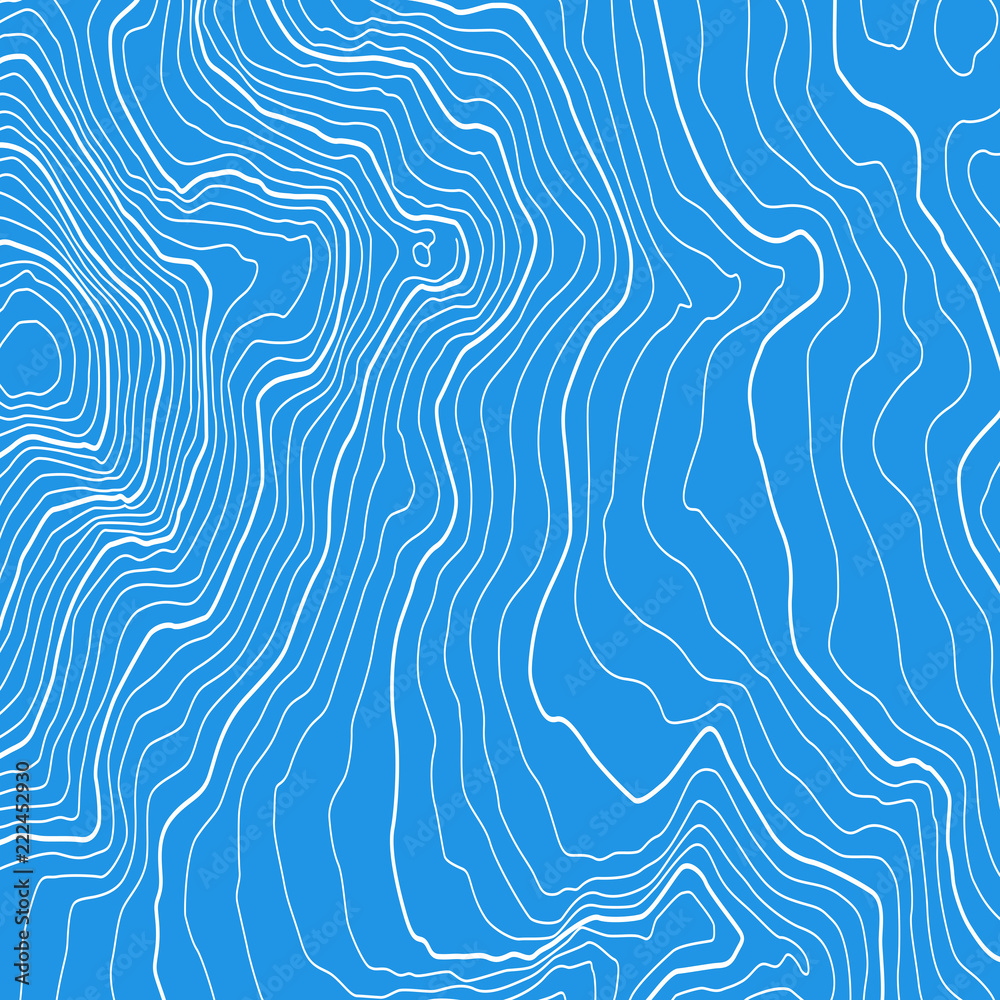 The stylized height of the topographic contour in lines and contours. The concept of a conditional geography scheme and the terrain path. Vector illustration.