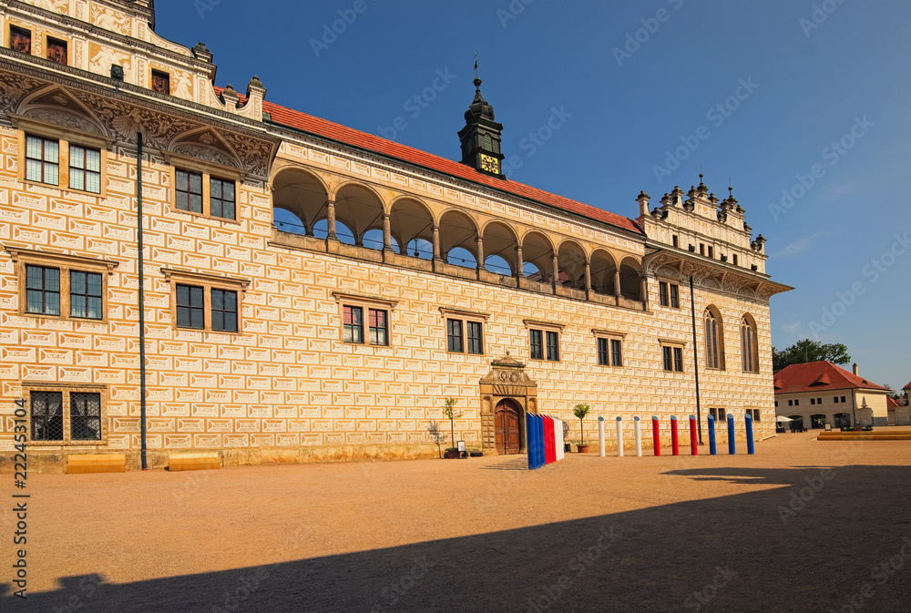 Beautiful Litomysl Castle by sunny day. One of the largest Renaissance castles in the Czech Republic. A UNESCO World Heritage Site. Litomysl, Czech Republic