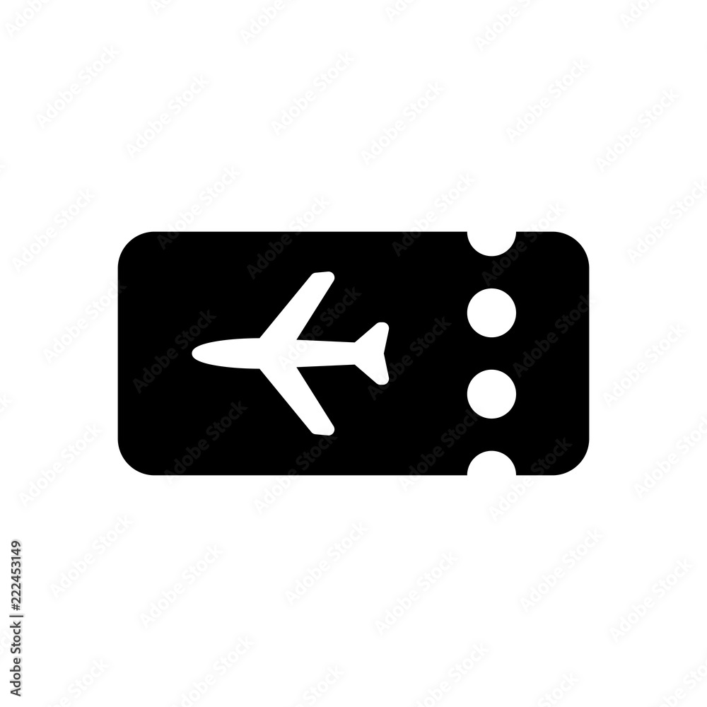 Simple ticket plane icon. Blank card Simple ticket plane icon. Blank card