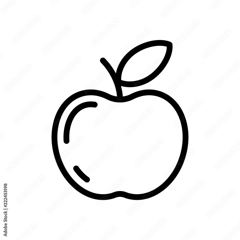 Simple apple icon. Outline silhouette Simple apple icon. Outline silhouette