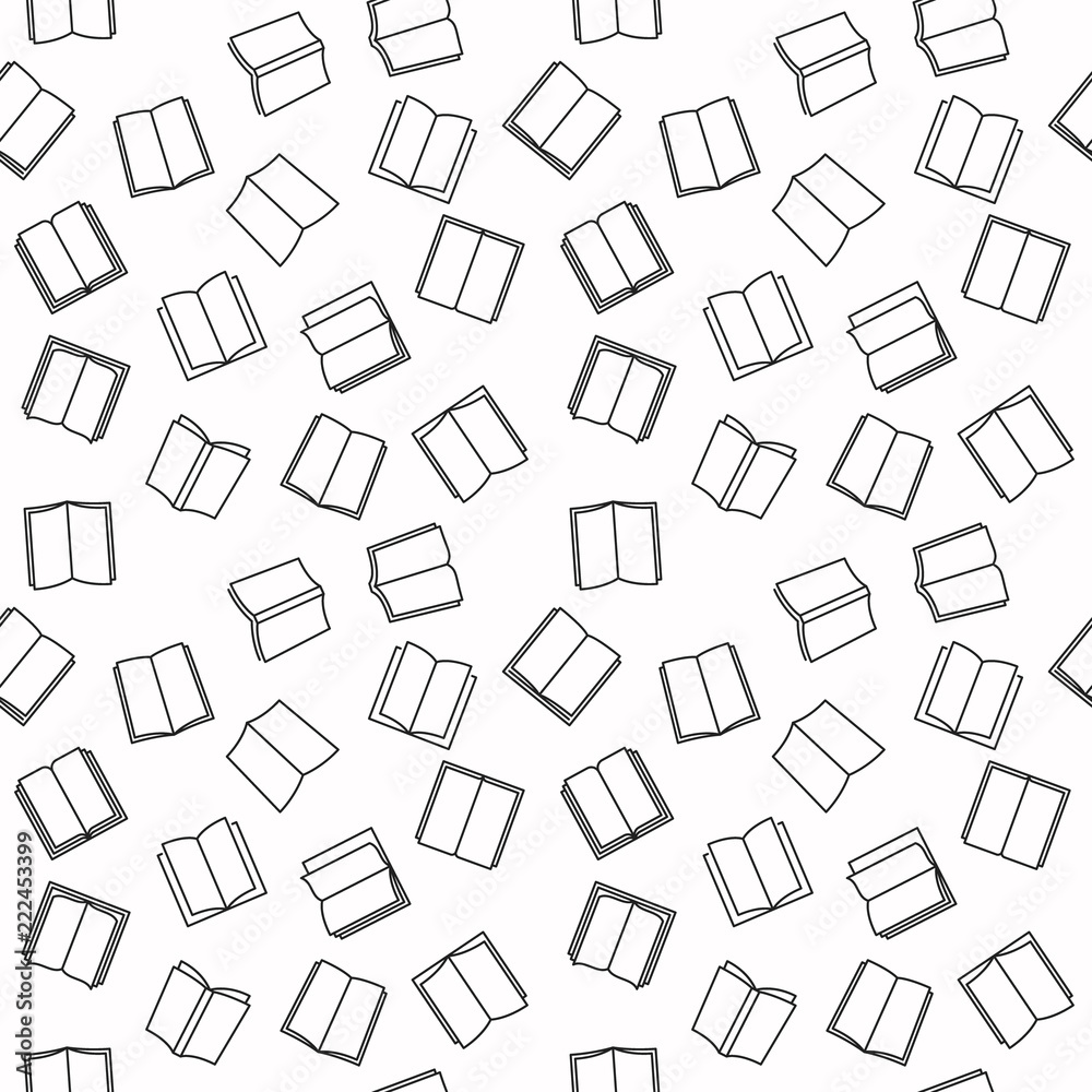 Open book seamless outline vector pattern