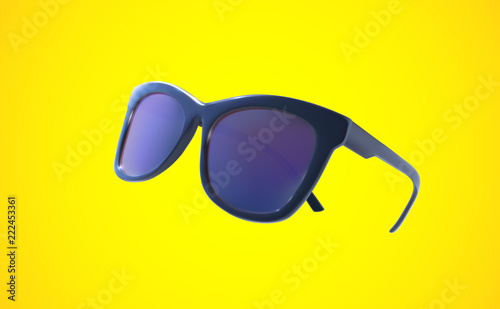 Sunglasses isolated on yellow background. Vector realistic 3d illustration. Fashion accessory design. Summer eyewear concept