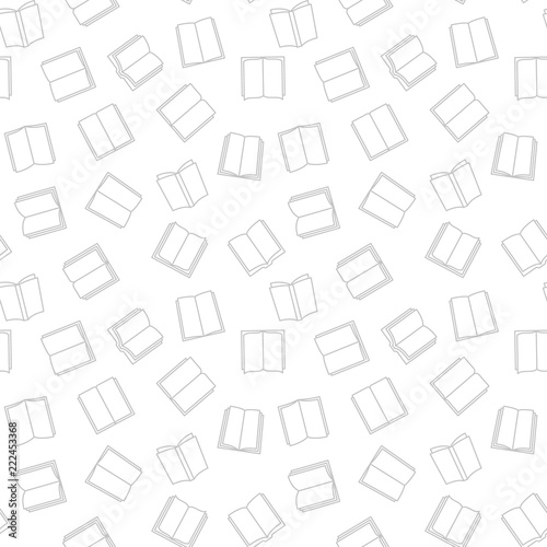Book vector minimal seamless pattern in thin line style