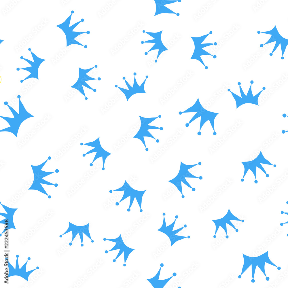 Seamless pattern. Blue silhouettes of crowns on a white background Seamless pattern. Blue silhouettes of crowns on a white background