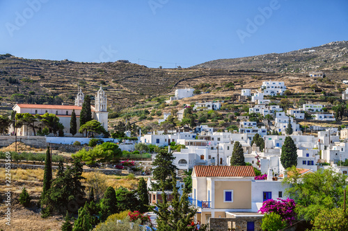 Cyclades style streets and architecture in Lefkes village, Paros, Greece