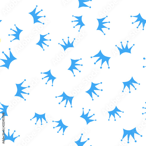 Seamless pattern. Blue silhouettes of crowns on a white background