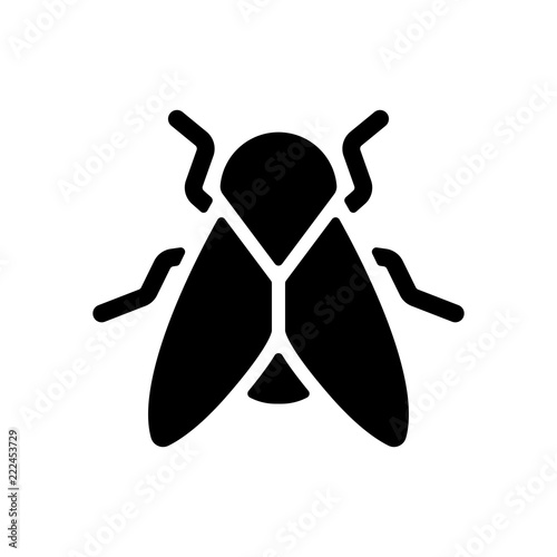 Silhouette of fly. Insect, nature icon. Black on white background