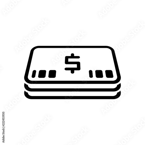 Pack of dollar money or vouchers. Business icon. Black on white background