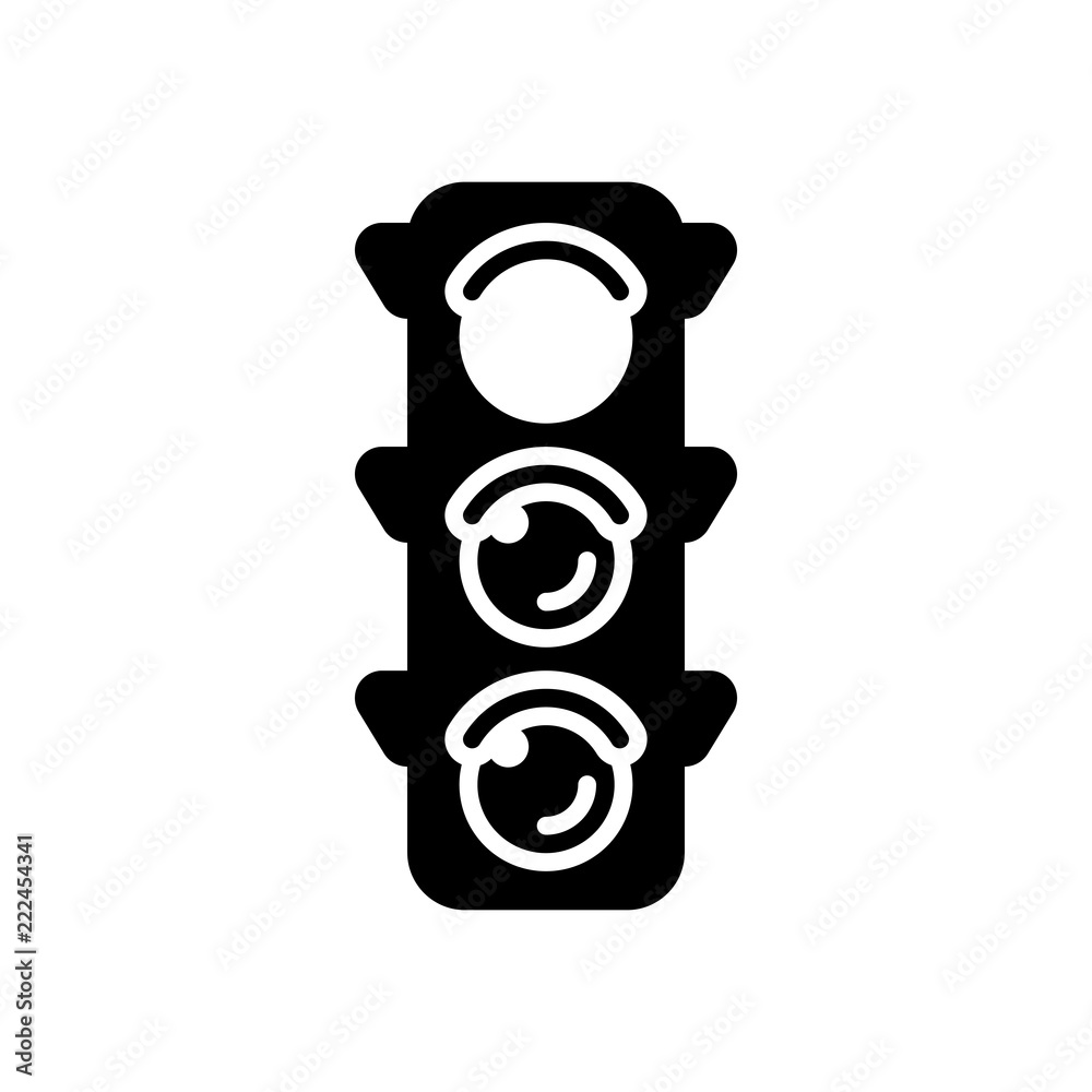 Traffic light icon. Sign of stop, red or stand. Black on white background Traffic light icon. Sign of stop, red or stand. Black on white background
