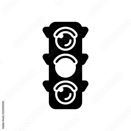 Traffic light icon. Sign of wait, yellow or ready. Black on white background