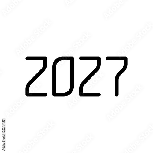 2027 number icon. Happy New Year. Black on white background