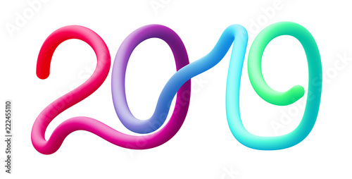 2019 New Year sign with gradient figures.