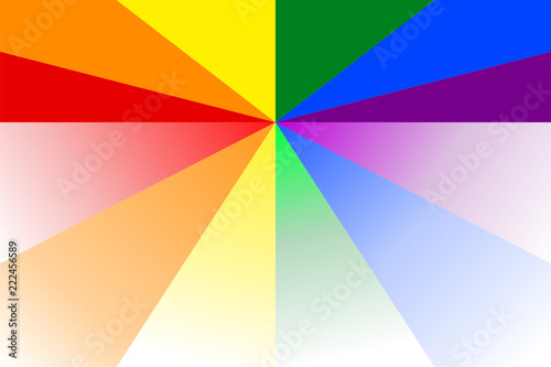 Abstract colorful sunburst pattern in rainbow colors (LGBT or LGBTQ colors). Vector illustration, EPS10. Geometric pattern. Use as background, backdrop, image montage, mock-up template, etc.