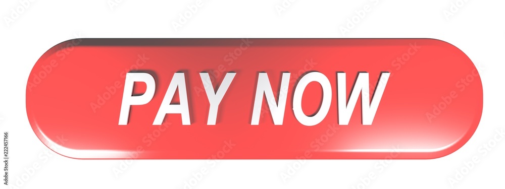 Red rounded rectangle push button PAY NOW - 3D rendering Red rounded rectangle push button PAY NOW - 3D rendering