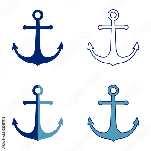 Set signs anchors. Logos anchors. Abstract symbols anchors. Isolated icons on white background. Vector illustration