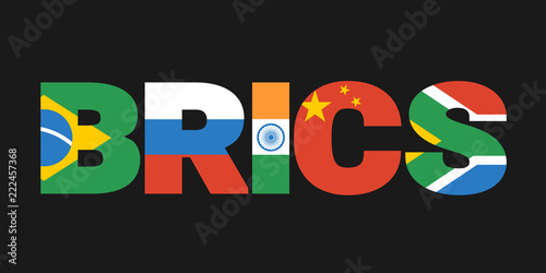 BRICS - Brazil, Russia, India, China and South Africa as developing and emerging countries, states, market and economies. Vector illustration photo