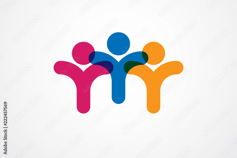 Teamwork businessman unity and cooperation concept created with simple geometric elements as a people crew. Vector icon or logo. Friendship dream team, united crew colorful design. Teamwork businessman unity and cooperation concept created with simple geometric elements as a people crew. Vector icon or logo. Friendship dream team, united crew colorful design.
