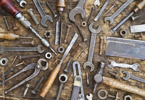 Old Tools And Fasteners Background