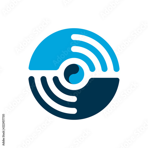 Abstract circle logo template. Abstract blue hands holding a water drop. Vector illustration.