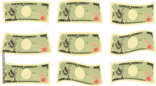 Back side of Japan's 10000 yen note set