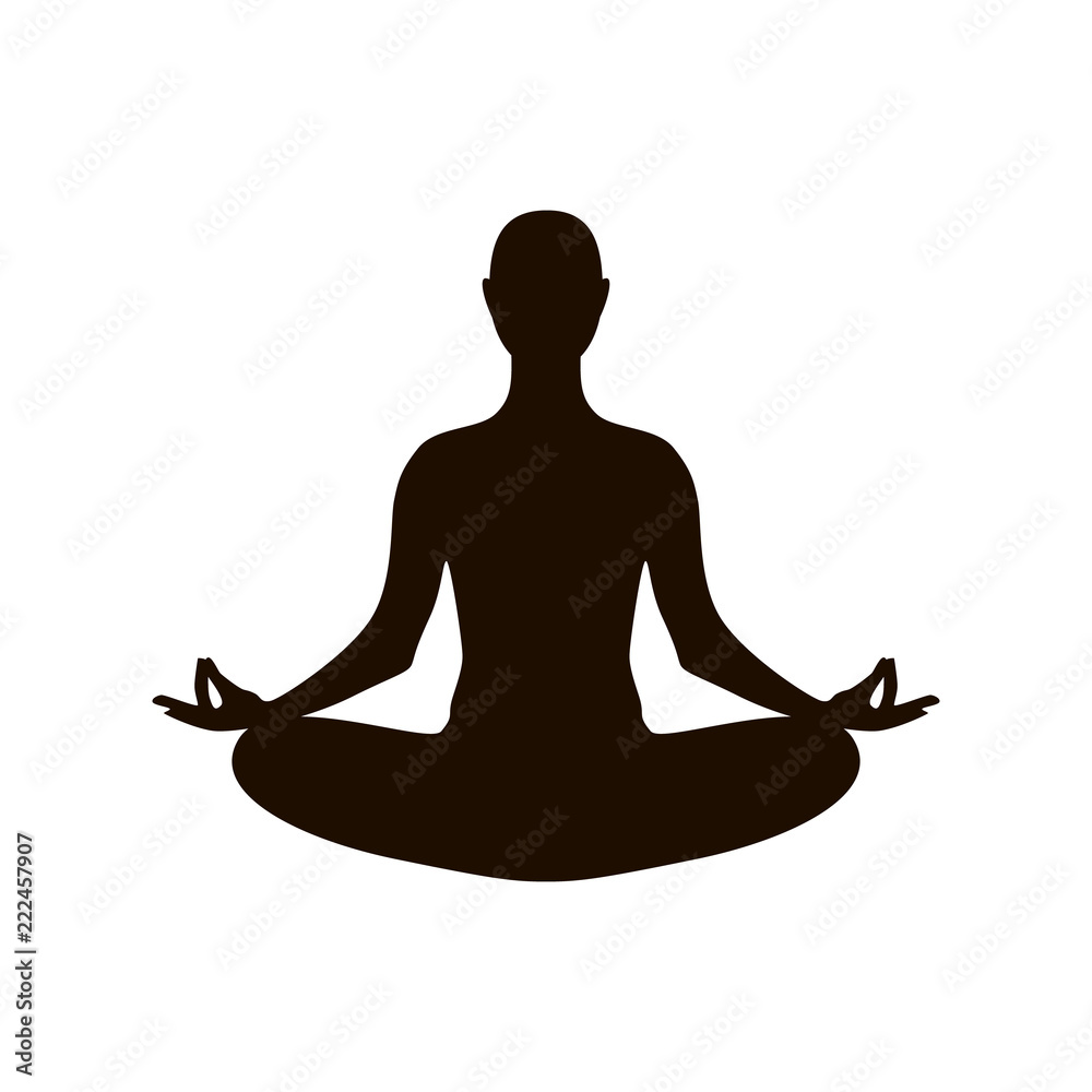 Vector illustration of a girl sitting in lotus asana isolated on white. Vector illustration of a girl sitting in lotus asana isolated on white.