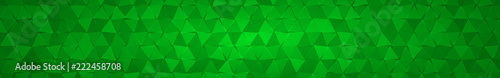 Abstract horizontal banner or background of small triangles in green colors.