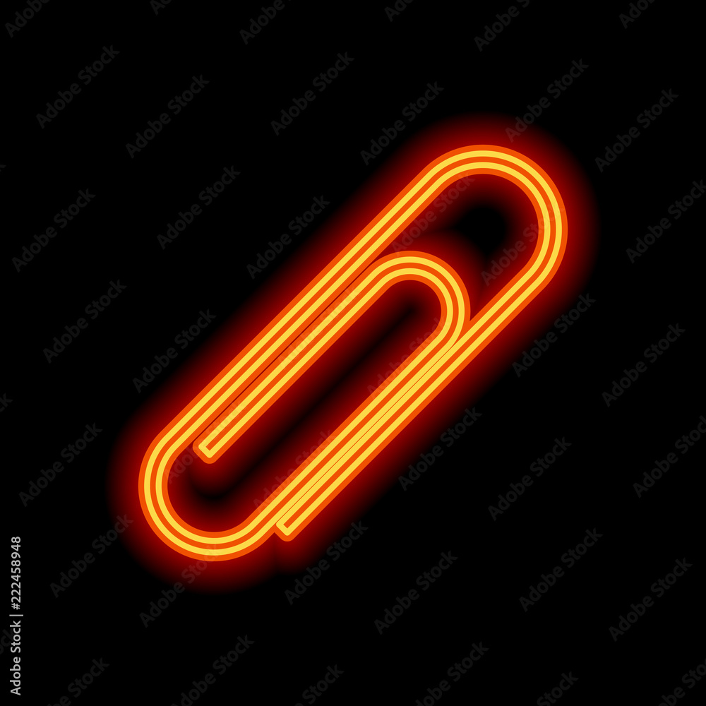 Paper clip icon. Orange neon style on black background. Light ic Stock  Vector | Adobe Stock