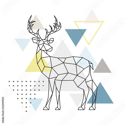 Abstract geometric deer. Side view. Scandinavian style. Vector illustration.