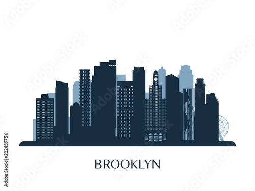 Brooklyn skyline  monochrome silhouette. Vector illustration.
