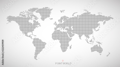 world map of black dots on grey background. stock vector illustration eps10