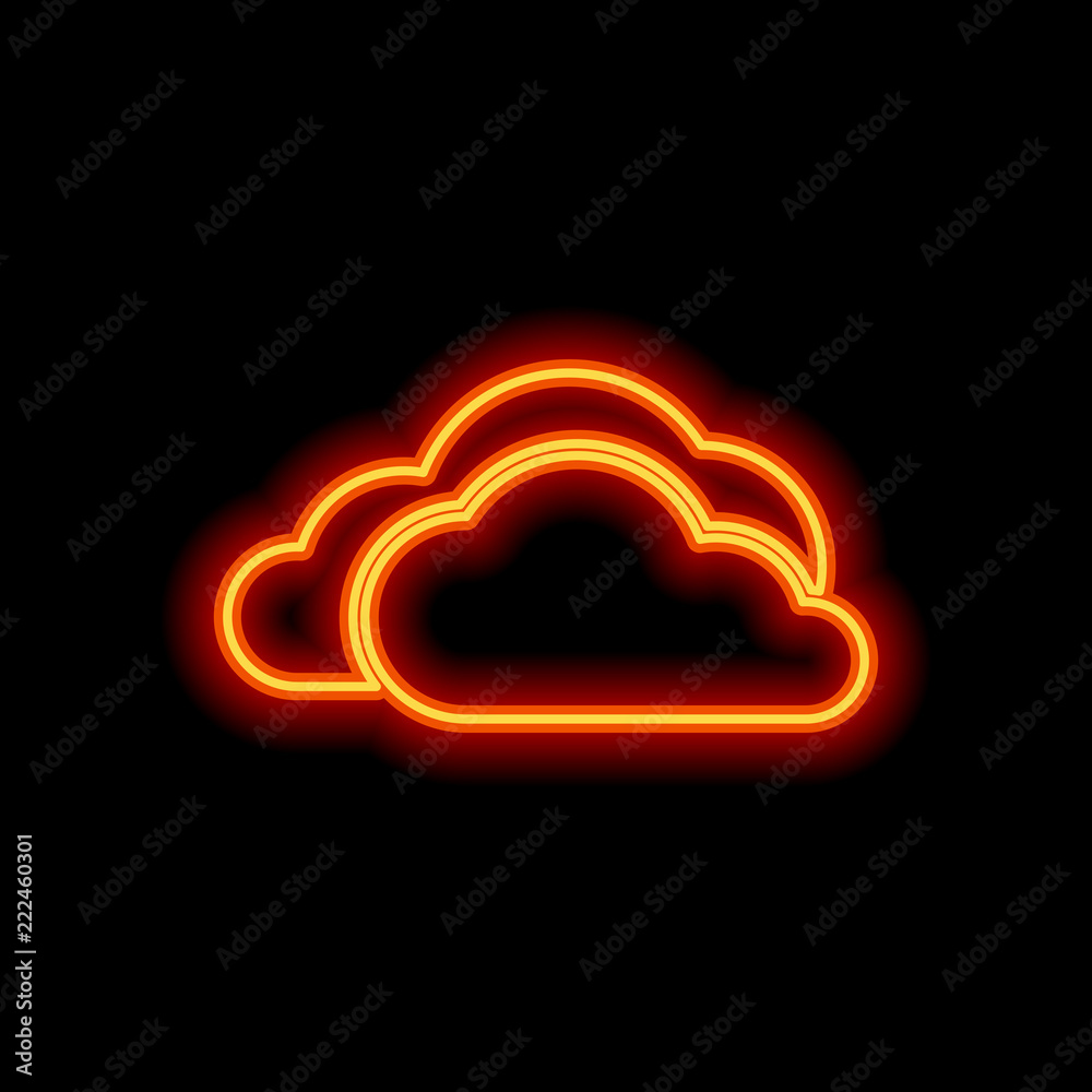 cloudy weather icon. Orange neon style on black background. Ligh Stock  Vector | Adobe Stock