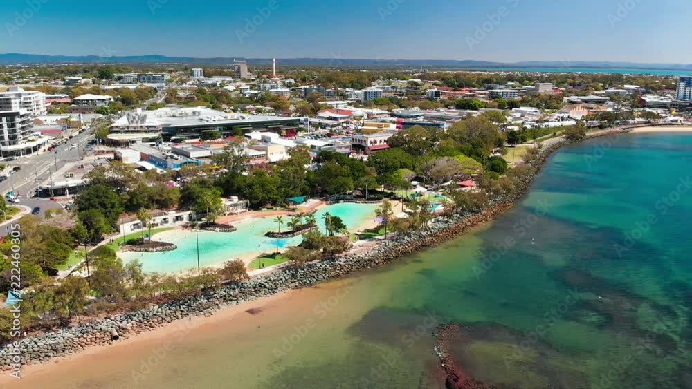 Aerial drone view of Settlement Cove Lagoon, Redcliffe, Australia Aerial drone view of Settlement Cove Lagoon, Redcliffe, Australia