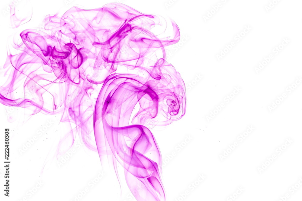 Purple smoke on white background