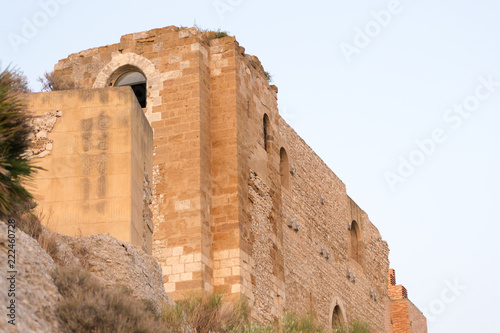 Detail of the old little castle located just outside the city of Gela, in Sicily (Italy) in the countryside