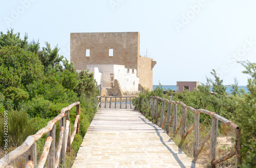 Entrance path to the preserved ruins of the 