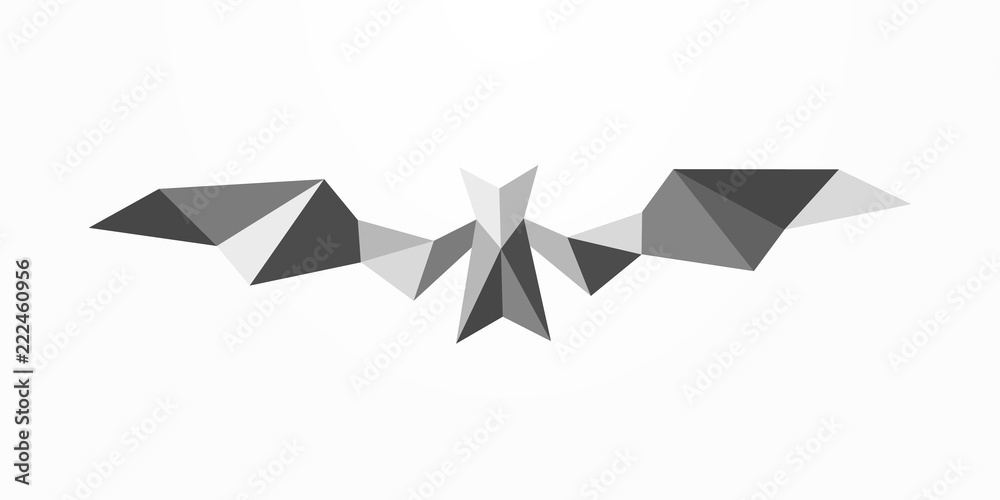 Bat polygonal abstract emblem. Geometric vector bat illustration isolated on white background. Bat polygonal abstract emblem. Geometric vector bat illustration isolated on white background.