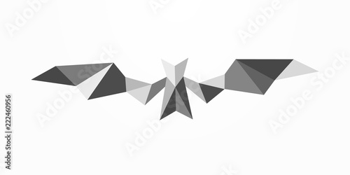 Bat polygonal abstract emblem. Geometric vector bat illustration isolated on white background.