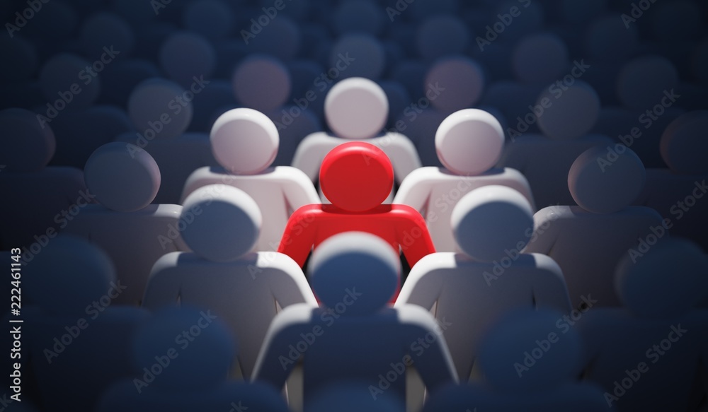 Liadership, difference and standing out of crowd concept. 3D rendered illustration. - obrazy, fototapety, plakaty 