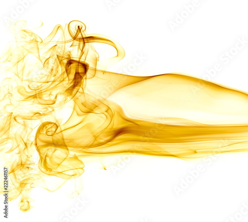 Yellow smoke on white background