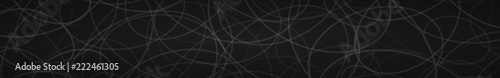 Abstract horizontal banner of randomly arranged contours of ellipses on black background